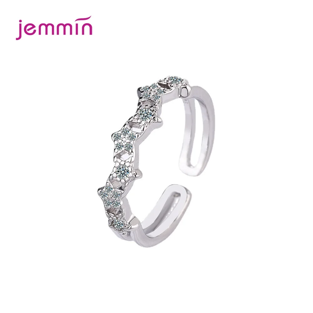 Genuine 925 Silver Open Size Stars Clear CZ Hearts Elegant Female Finger Ring For Women Adjustable Fine Jewelry Anillo
Genuine 925 Silver Open Size Stars Clear CZ Hearts Elegant Female Finger Ring For Women Adjustable Fine Jewelry Anillo