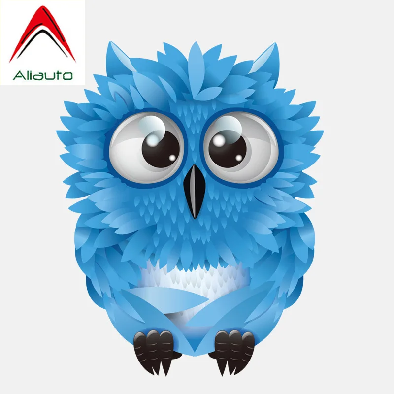 Фото Aliauto Lovely Car Sticker Blue Cute Big-eyed Owl PVC Accessories Waterproof Reflective Creative Cartoon Decal 16cm*12cm | Автомобили и