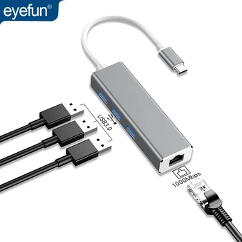 Eyefun Type C hub c to gigabit lan adapt usb hub rj45 multi-USB 3.0 adapter for usb c notebook adapt dex Win7/8/10 OS Linux
Eyefun Type C hub c to gigabit lan adapt usb hub rj45 multi-USB 3.0 adapter for usb c notebook adapt dex Win7/8/10 OS Linux