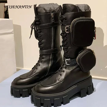 Autumn Winter New Platform Heightened Pocket Buckle Thick Sole British Mid-Calf Short Motorcycle Boots Women Winter Chunky Shoes 
Autumn Winter New Platform Heightened Pocket Buckle Thick Sole British Mid-Calf Short Motorcycle Boots Women Winter Chunky Shoes