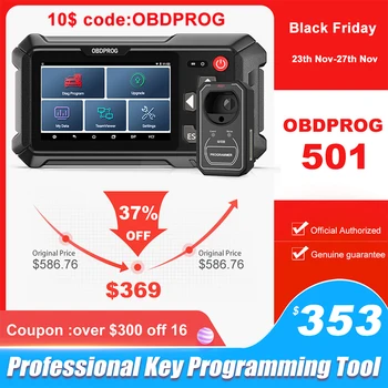 OBDPROG 501 Auto Key Master Professional EEPROM Chip Reader OBD2 Automotive Scanner Pin Code Immo Car Key Programmer Remote
OBDPROG 501 Auto Key Master Professional EEPROM Chip Reader OBD2 Automotive Scanner Pin Code Immo Car Key Programmer Remote