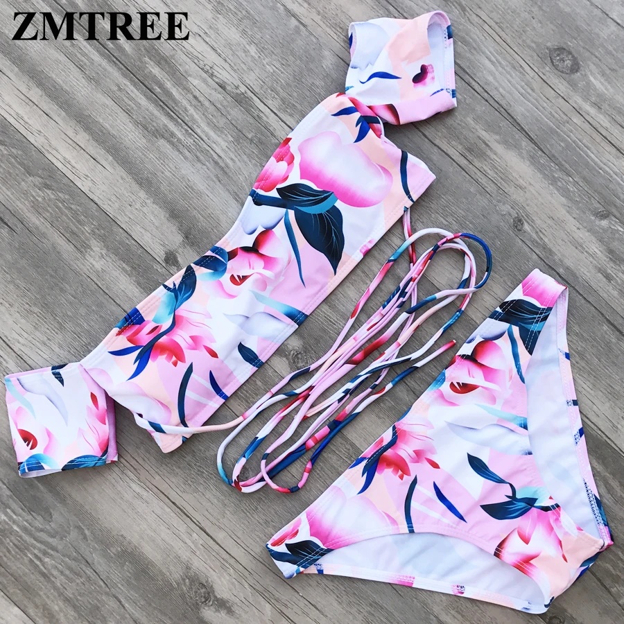 ZMTREE Sale Floral Printed Swimwear Women Off Shoulder Bikinis Set Bandage Swimsuit with Short Sleeve
ZMTREE Sale Floral Printed Swimwear Women Off Shoulder Bikinis Set Bandage Swimsuit with Short Sleeve