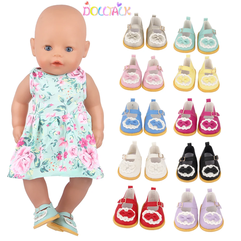 

7cm Doll Shoes Fit 18 Inch American Doll Cute Leather Bow Shoes Boots For 43cm Baby New Born&OG,Russia Girl Doll Accessories Toy