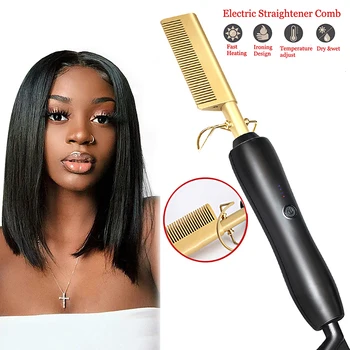 Professional Hair Straightener Hot Comb Titanium Alloy Wet and Dry Use Hair Curler Comb Electric Hair Curling Brush Hot Combs
Professional Hair Straightener Hot Comb Titanium Alloy Wet and Dry Use Hair Curler Comb Electric Hair Curling Brush Hot Combs