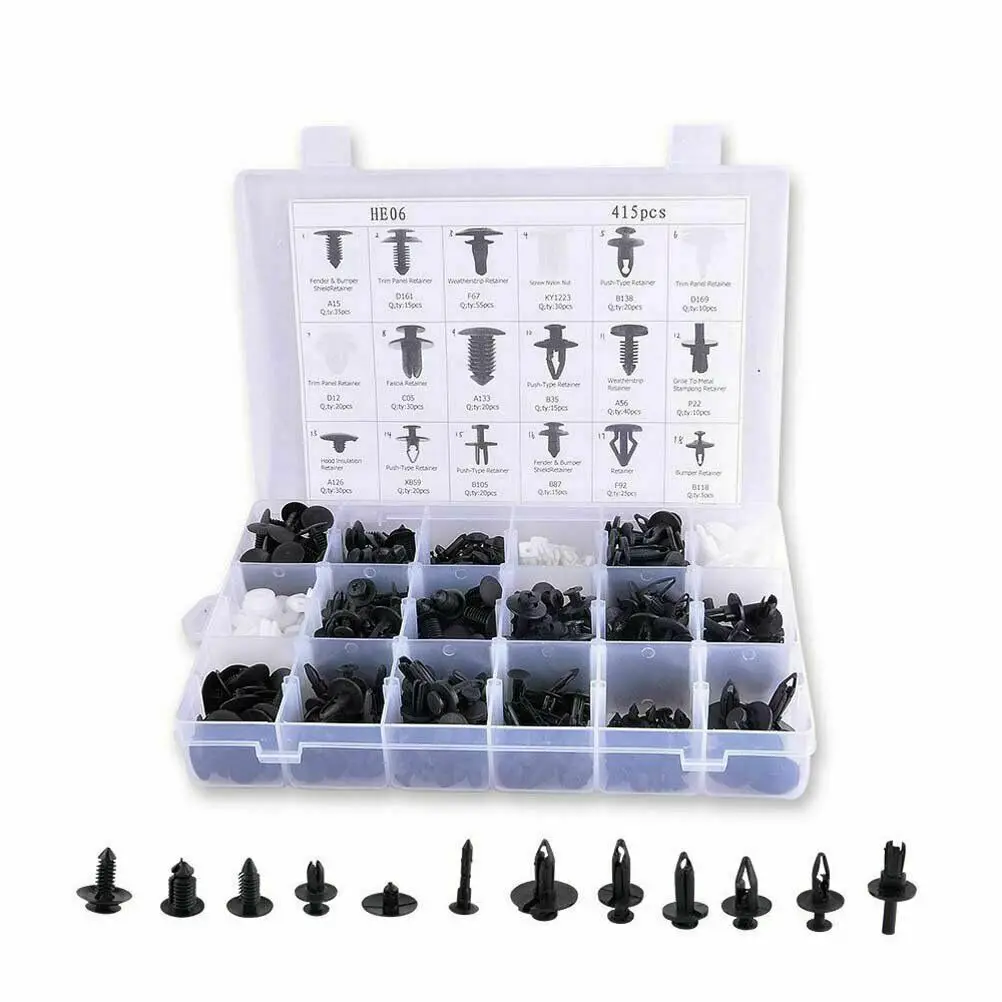 415 Pcs Auto Fastener Series Car Push Pin Clips 6 H8a9659d40e4e4c30bcfb67cd9f3b965cT Car Push Pin Clips
