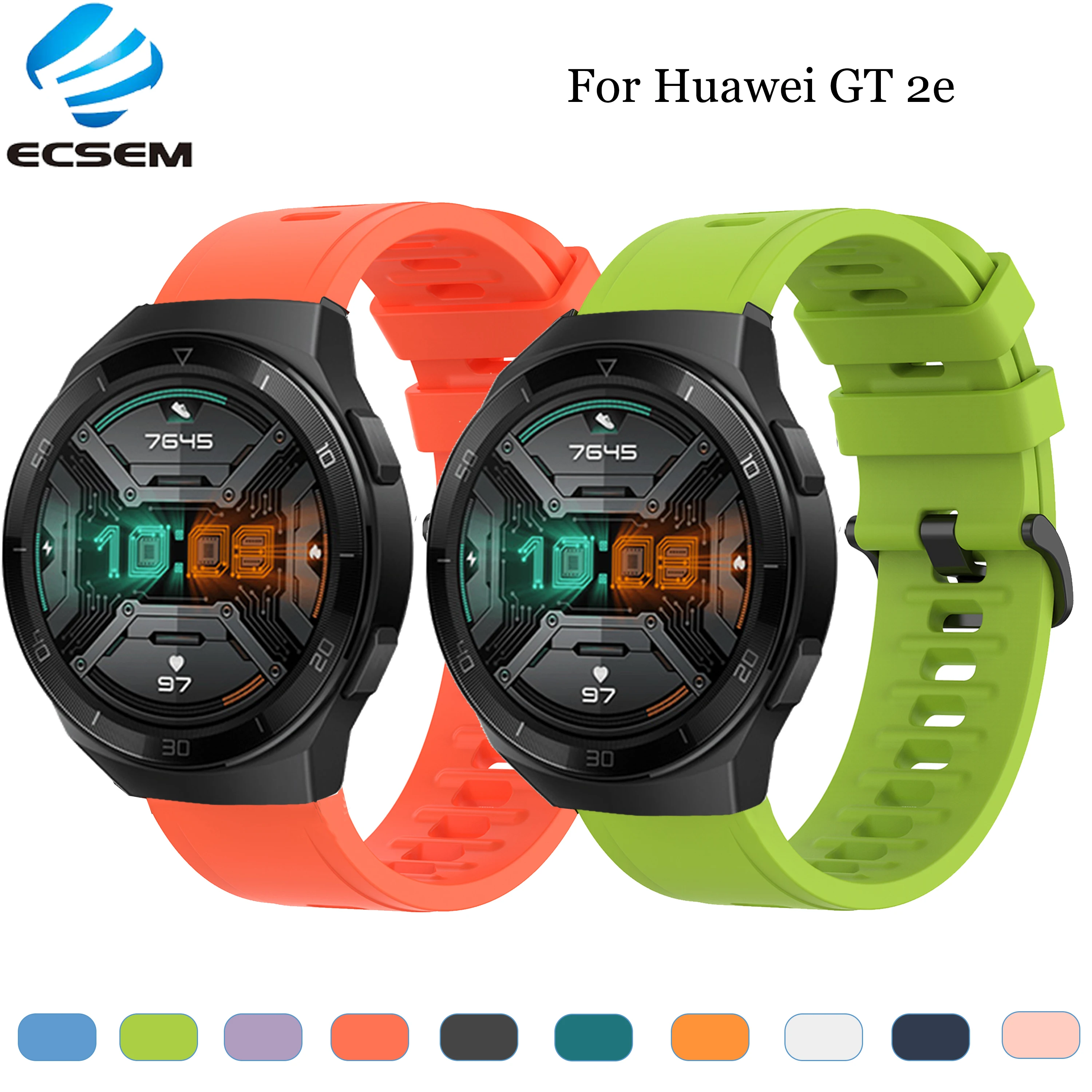 Ремешок сменный силиконовый для HUAWEI Watch GT 2e мягкий браслет с регулируемой длиной