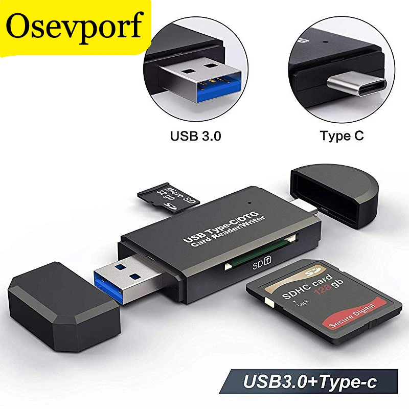 Кардридер 3 в 1 универсальный кардридер типа C Micro USB и на SD TF OTG адаптер для