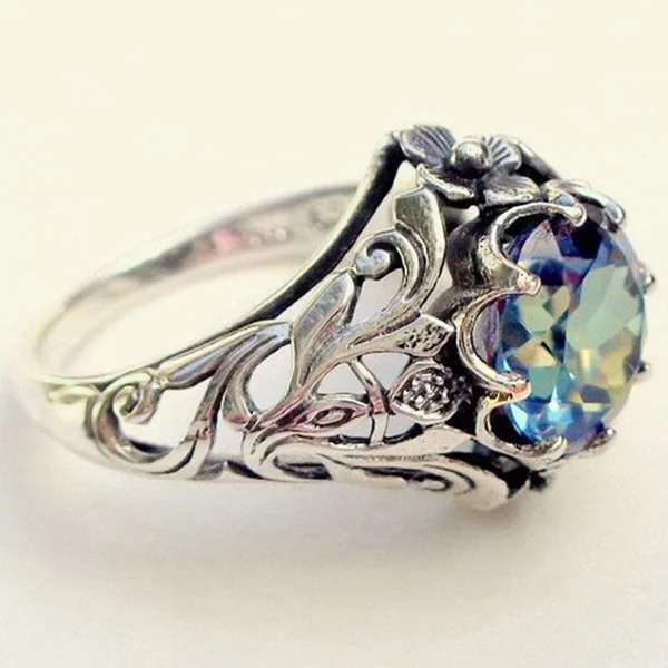 Фото Женское Винтажное кольцо из серебра 925 пробы с мистическим радужным топазом