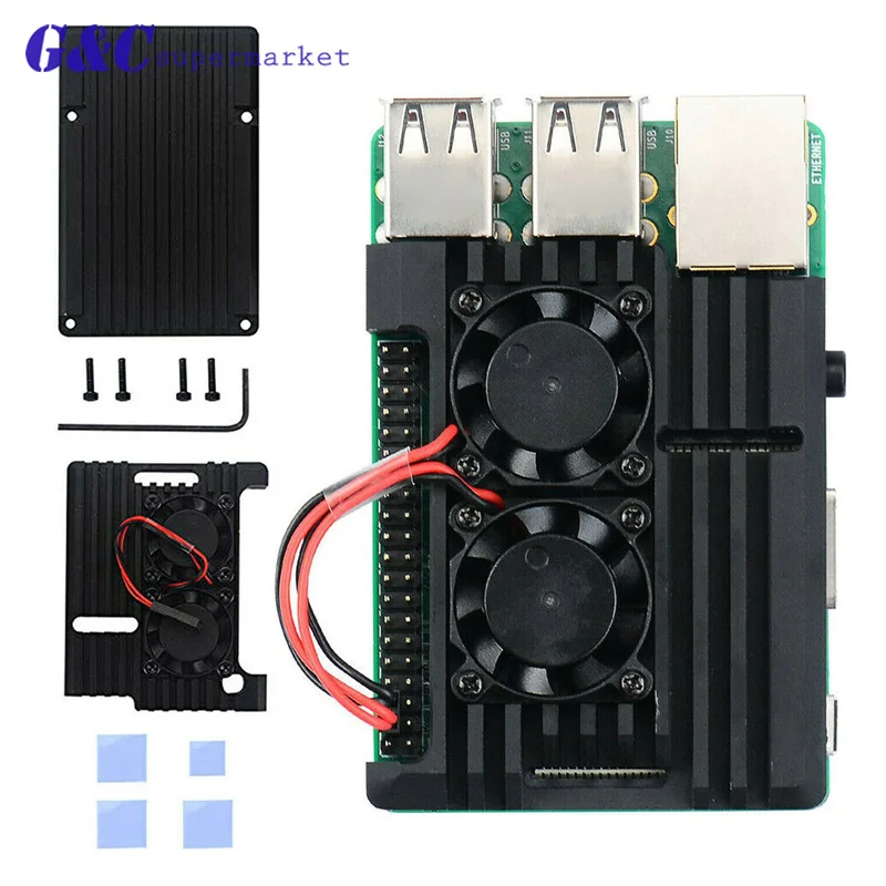 Raspberry Pi 4 ABS Case Black Box Protective Enclosure + Cooling Fan Aluminum Heat Sink for Raspberry Pi 4 Model B for Pi 4B
Raspberry Pi 4 ABS Case Black Box Protective Enclosure + Cooling Fan Aluminum Heat Sink for Raspberry Pi 4 Model B for Pi 4B