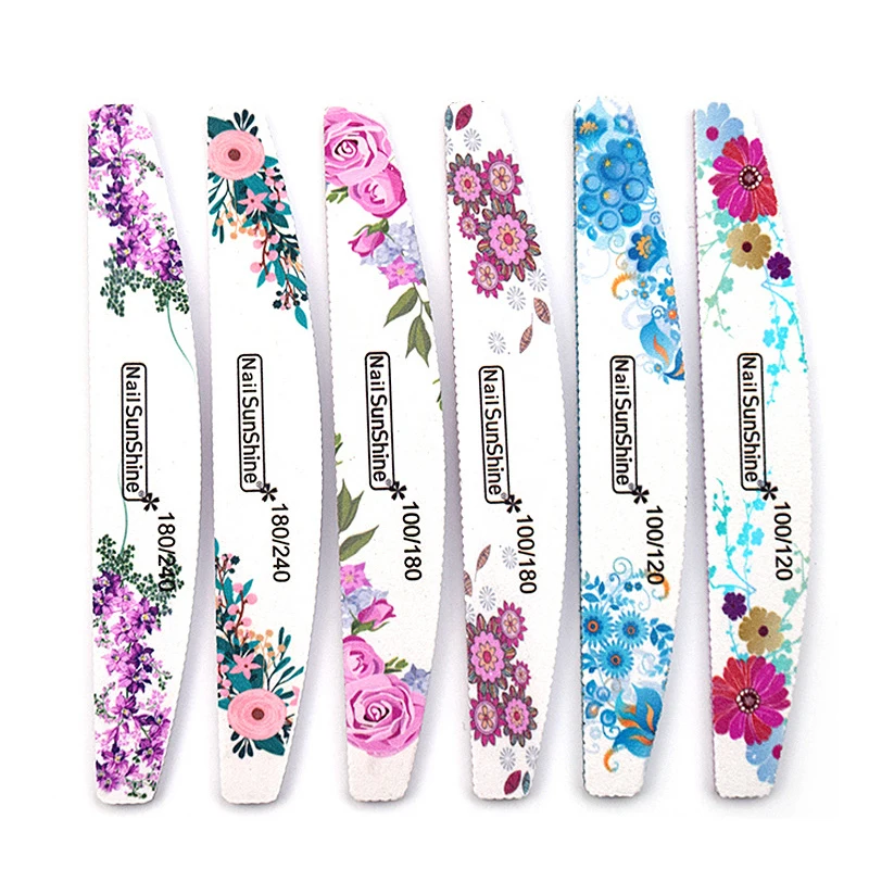 6pcs/lot Mixed Design Colorful Flower Nail File Buffer Block Art Sanding For Salon Manicure UV Gel Tips Washable | Красота и здоровье