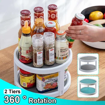 360 Degree Rotating 2 Tier Spices Fruit Tray Turning Table Rotatable Desktop Storage Home Kitchen Storage Rack Stand 
360 Degree Rotating 2 Tier Spices Fruit Tray Turning Table Rotatable Desktop Storage Home Kitchen Storage Rack Stand