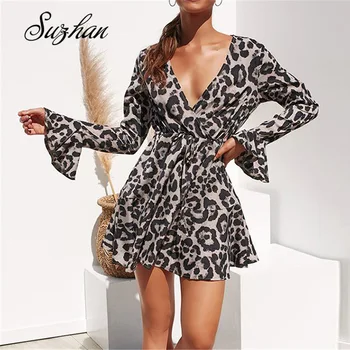 Suzhan Sexy Summer Women Dress Long Sleeve Deep V Neck Leopard Snake Print Mini Dress Women Ladies Sexy Club Dresses 
Suzhan Sexy Summer Women Dress Long Sleeve Deep V Neck Leopard Snake Print Mini Dress Women Ladies Sexy Club Dresses