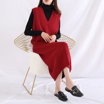 Cashmere sweater female 2019 autumn and winter new knit long skirt wearing ladies sweater solid color base long dress
Cashmere sweater female 2019 autumn and winter new knit long skirt wearing ladies sweater solid color base long dress