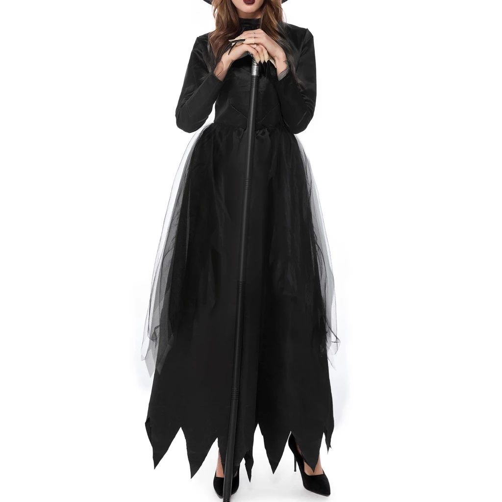 Halloween dress Cosplay Costumes Vampire Witch Costume Women Medieval Victorian Masquerade Costume Black Fancy Maxi Dress 902