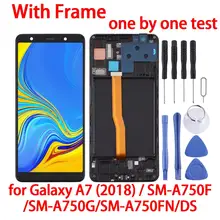 Assemblage complet d'écran LCD pour smartphone, numériseur, avec cadre, 6 pouces, pour Samsung Galaxy A7 (2018)A750F/DS,A750G,A750FN/DS,=