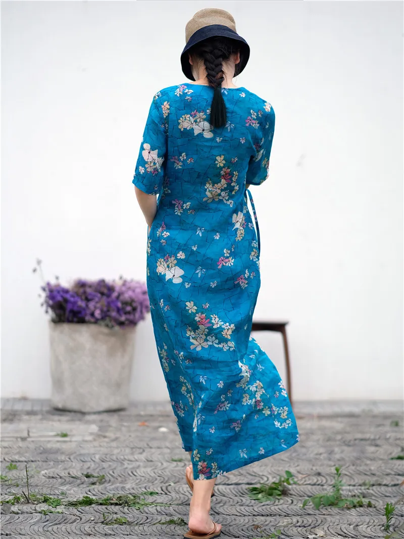 Origional Literature And Art Retro High-End Pure Ramie Printed Slim Fit Explicit Thin Long Half-sleeve Shirt Dress Improved Cheo
Origional Literature And Art Retro High-End Pure Ramie Printed Slim Fit Explicit Thin Long Half-sleeve Shirt Dress Improved Cheo