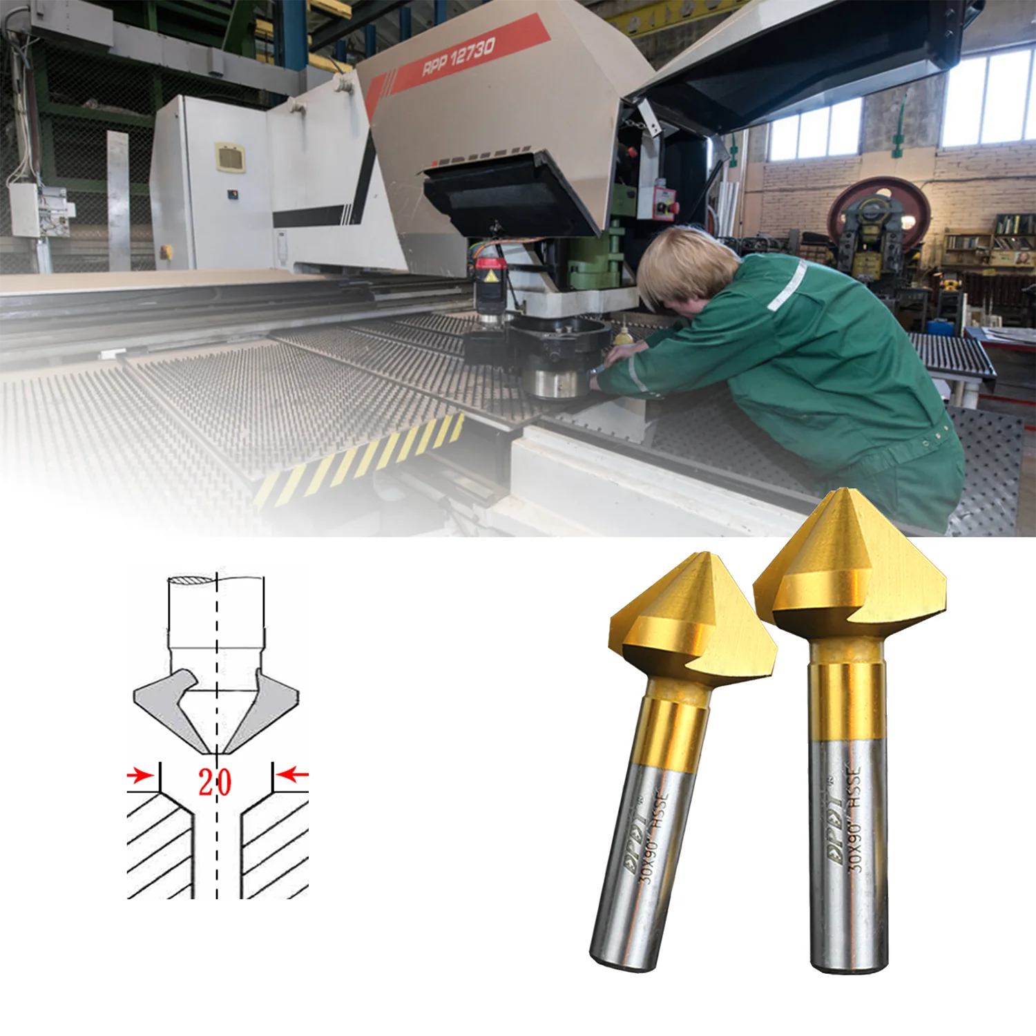UCHEER Titanium chamfer bitssingle/3edge plated 90degree straight shank Stainless steel Round hole trimming machine Countersink
UCHEER Titanium chamfer bitssingle/3edge plated 90degree straight shank Stainless steel Round hole trimming machine Countersink