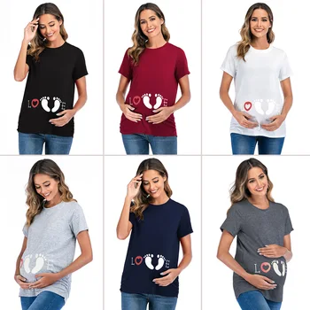 Women Maternity Short Sleeve Cartoon Print Tops T-shirt Loose Pregnancy Clothes Tops Cartoon Baby Foot Printed
Women Maternity Short Sleeve Cartoon Print Tops T-shirt Loose Pregnancy Clothes Tops Cartoon Baby Foot Printed