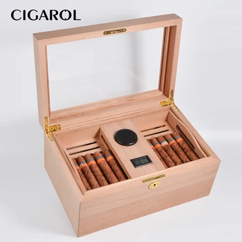 CIGAROL Glasstop Cigar Box with Hygrometer and Humidifier Large Capacity Humidor Double Layers Cigar Cabinet
CIGAROL Glasstop Cigar Box with Hygrometer and Humidifier Large Capacity Humidor Double Layers Cigar Cabinet