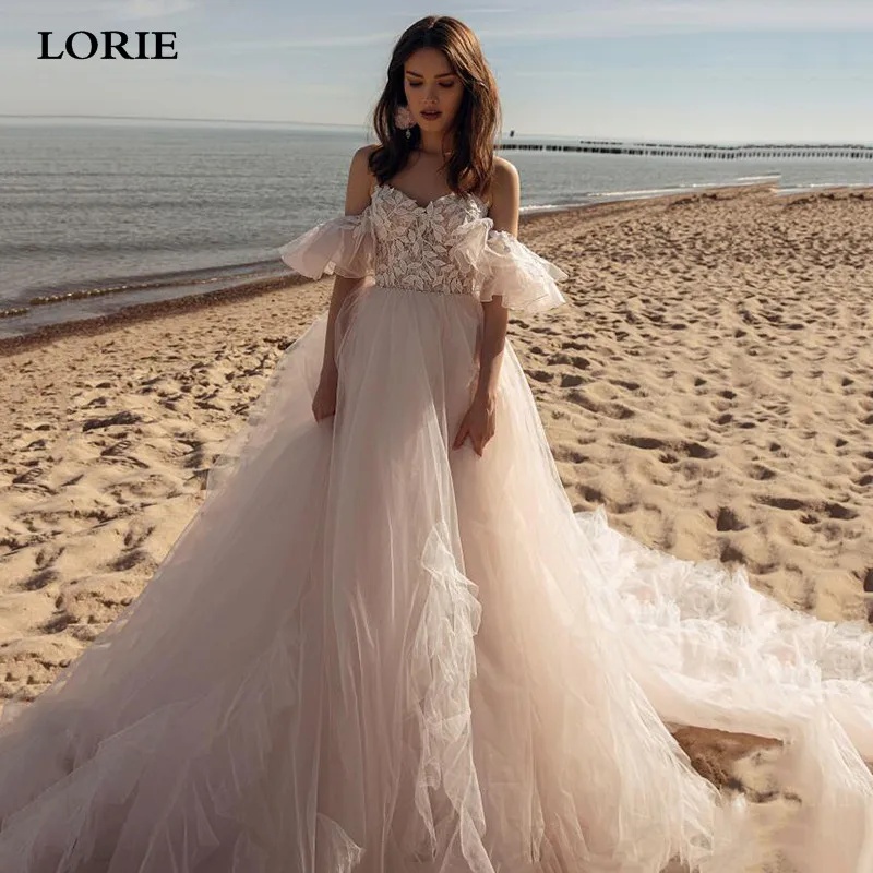 

LORIE Ivory Fairy Sweetheart Neck Wedding Dresses 2021 vestidos de novia Puffy Tulle Backless Boho Wedding Bride Dress