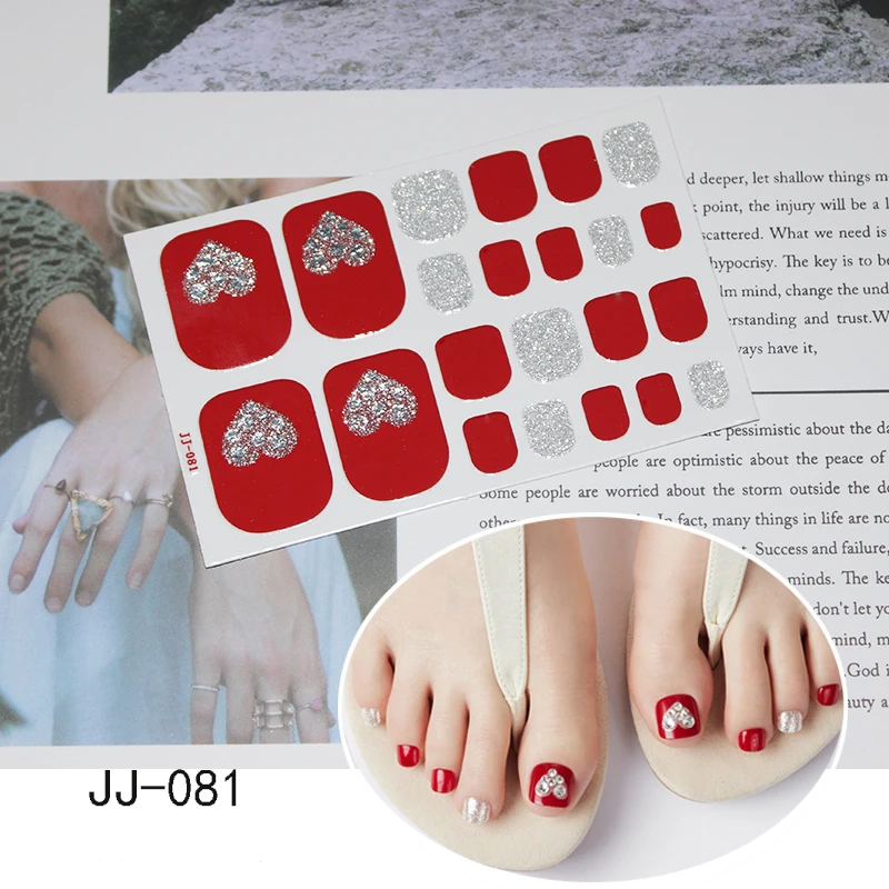 22tips/sheet Toenail Art Sticker Sparkle Glitter Heart Toe Nail Wraps Full Cover Polish Foot Decorations Adhesive Foils Manicure
22tips/sheet Toenail Art Sticker Sparkle Glitter Heart Toe Nail Wraps Full Cover Polish Foot Decorations Adhesive Foils Manicure
