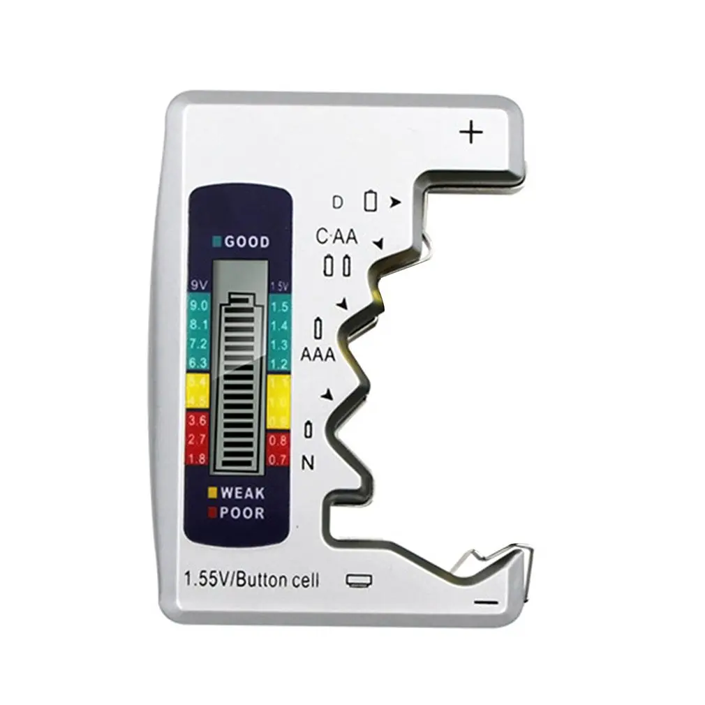 LCD Digital Battery Tester For C/D/N/AA/AAA/9V 6F22 Batteries /1.55V Button cell Battery Capacity Detector
LCD Digital Battery Tester For C/D/N/AA/AAA/9V 6F22 Batteries /1.55V Button cell Battery Capacity Detector
