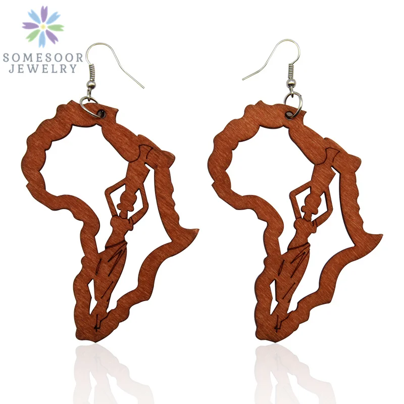 SOMESOOR Laser Engraved Afro Wooden Drop Earrings African Motherland Map Ethnic Tribal Pattern Handmade Jewelry For Black Women
SOMESOOR Laser Engraved Afro Wooden Drop Earrings African Motherland Map Ethnic Tribal Pattern Handmade Jewelry For Black Women