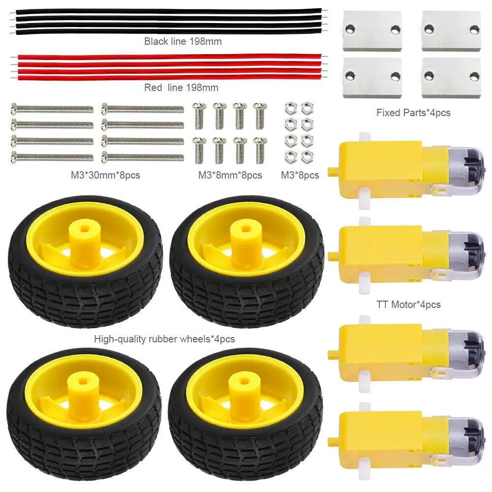 DishyKooker DC 3V-6V Gear TT Motor + Tire Wheel Kit for Arduino DIY Smart Car Robot
DishyKooker DC 3V-6V Gear TT Motor + Tire Wheel Kit for Arduino DIY Smart Car Robot