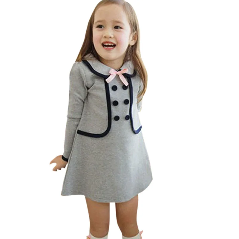 Фото Одежда для маленьких девочек с длинным рукавом 2 вещи в комплекте платье модное