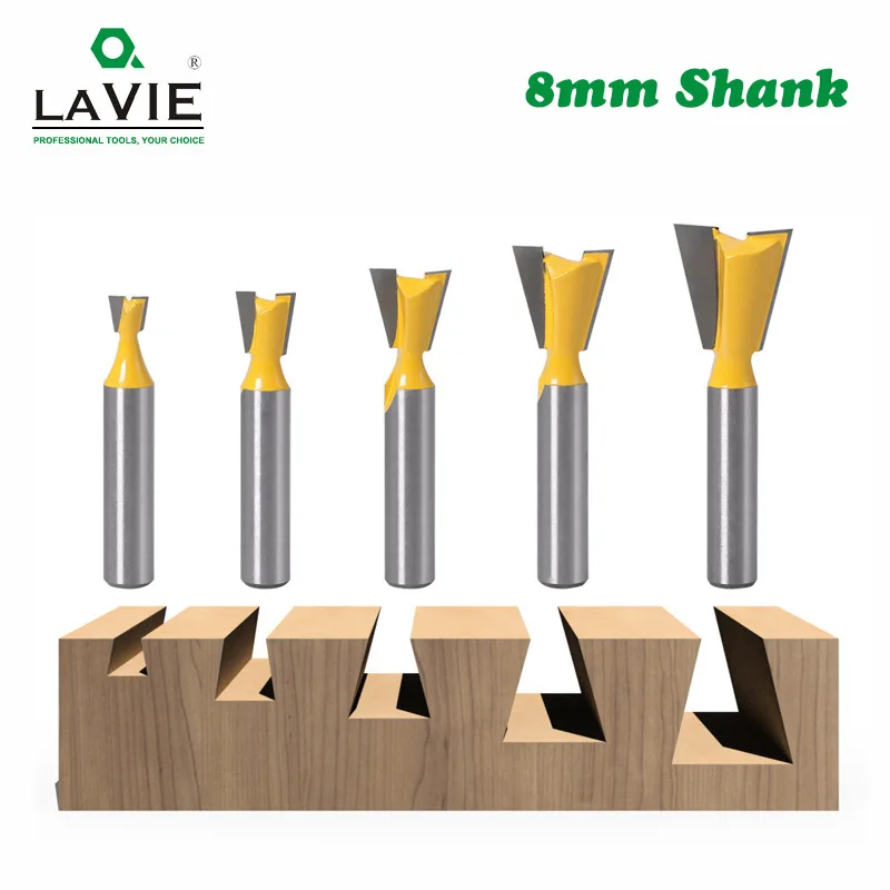 LA VIE 5pcs 8mm Shank Dovetail Joint Router Bits Set 14 Degree Woodworking Engraving Bit Milling Cutter for Wood MC02221
LA VIE 5pcs 8mm Shank Dovetail Joint Router Bits Set 14 Degree Woodworking Engraving Bit Milling Cutter for Wood MC02221