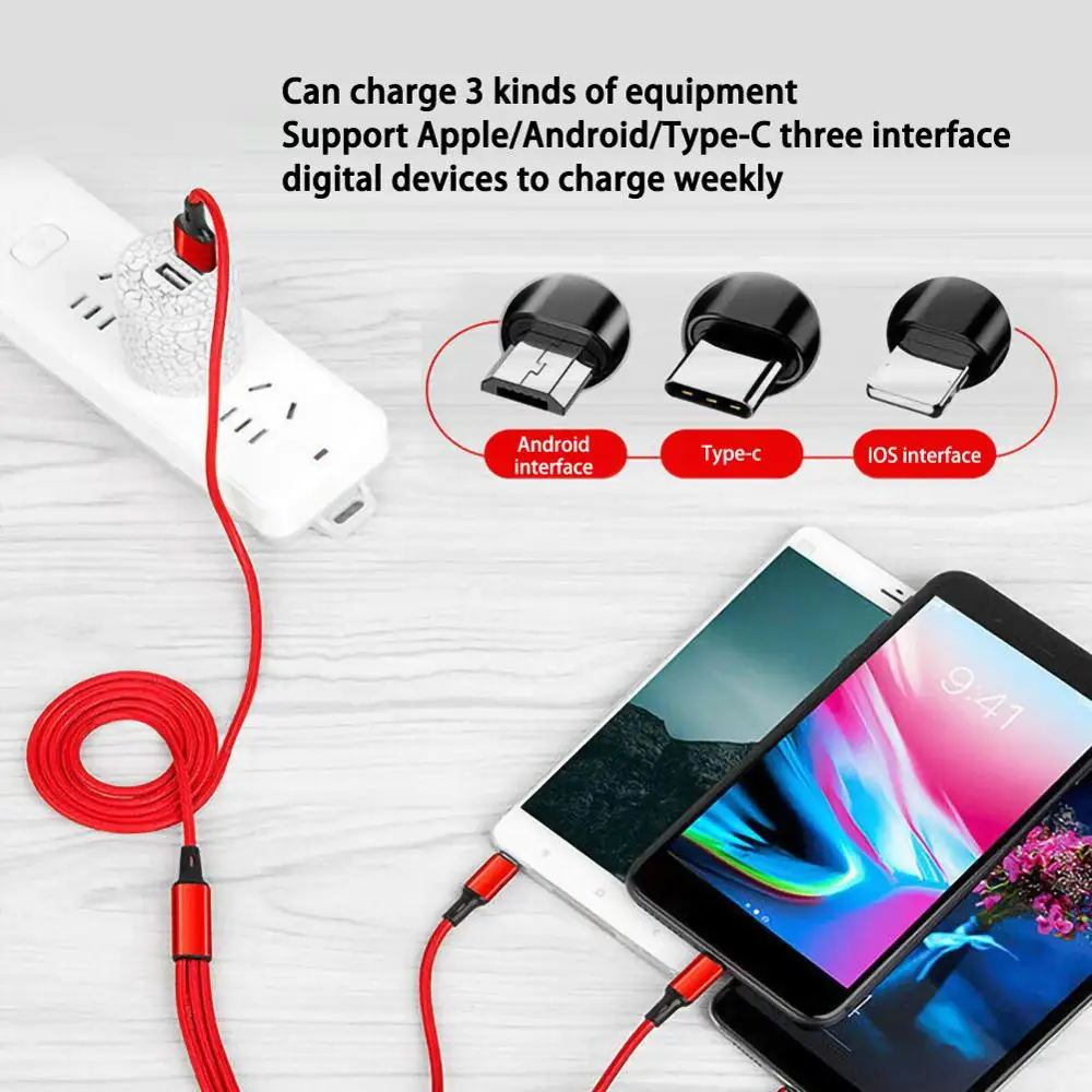 3 in 1 Micro Type C USB Cable Charging For ios Android i Charge Wire Cord Multifunction Mobile Phone Data Cable
3 in 1 Micro Type C USB Cable Charging For ios Android i Charge Wire Cord Multifunction Mobile Phone Data Cable