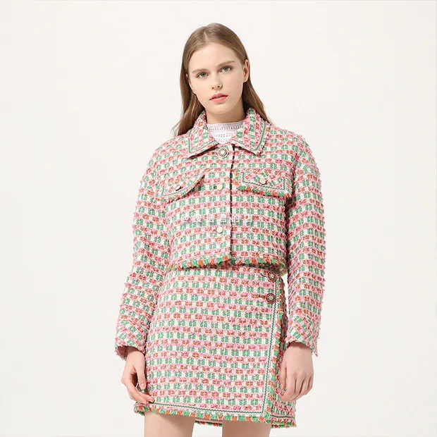 Plaid Wool Edge Blend Short Jacket 2020 Early Autumn Korean Agent Purchase Turn-down Collar Two Piece Sets
Plaid Wool Edge Blend Short Jacket 2020 Early Autumn Korean Agent Purchase Turn-down Collar Two Piece Sets