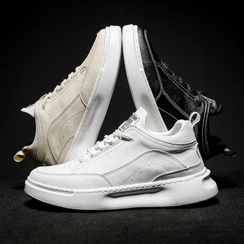 Brand Men Leather Fashion Shoes Black White Male Flat Split Leather Shoes Comfortable Man Casual Footwear Sneakers
Brand Men Leather Fashion Shoes Black White Male Flat Split Leather Shoes Comfortable Man Casual Footwear Sneakers