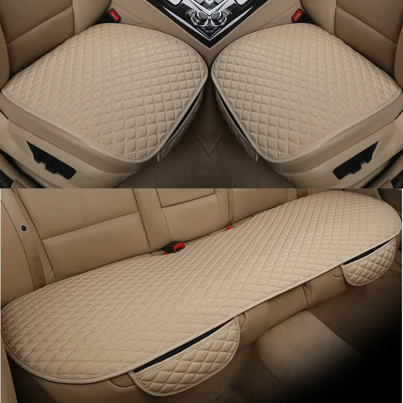 

Flax Car Seat Cover Front Rear Linen Fabric Cushion Breathable Protector Mat Pad Universal Auto Interior Styling Truck SUV Van