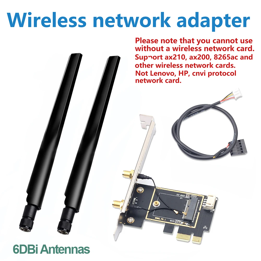 Беспроводной адаптер M.2 в PCI Express конвертер с 2 антеннами NGFF Wi-Fi Bluetooth-карта для Intel