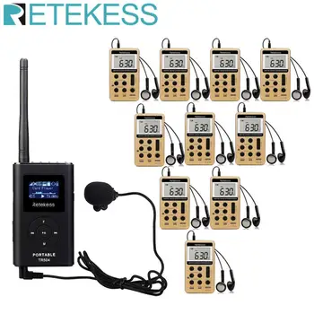 

TR504 0.6W FM Transmitter + 10pcs V112 FM Radio Receiver Wireless Tour Guide System Guiding Church Meeting Translation System