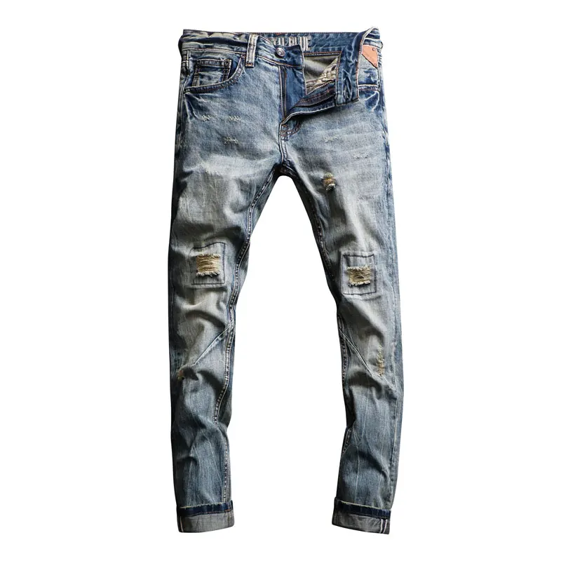 Italian Style Fashion Men Jeans Retro Wash Slim Fit Spliced Ripped Jeans Homme Streetwear Top Quality Vintage Designer Jeans Men
Italian Style Fashion Men Jeans Retro Wash Slim Fit Spliced Ripped Jeans Homme Streetwear Top Quality Vintage Designer Jeans Men