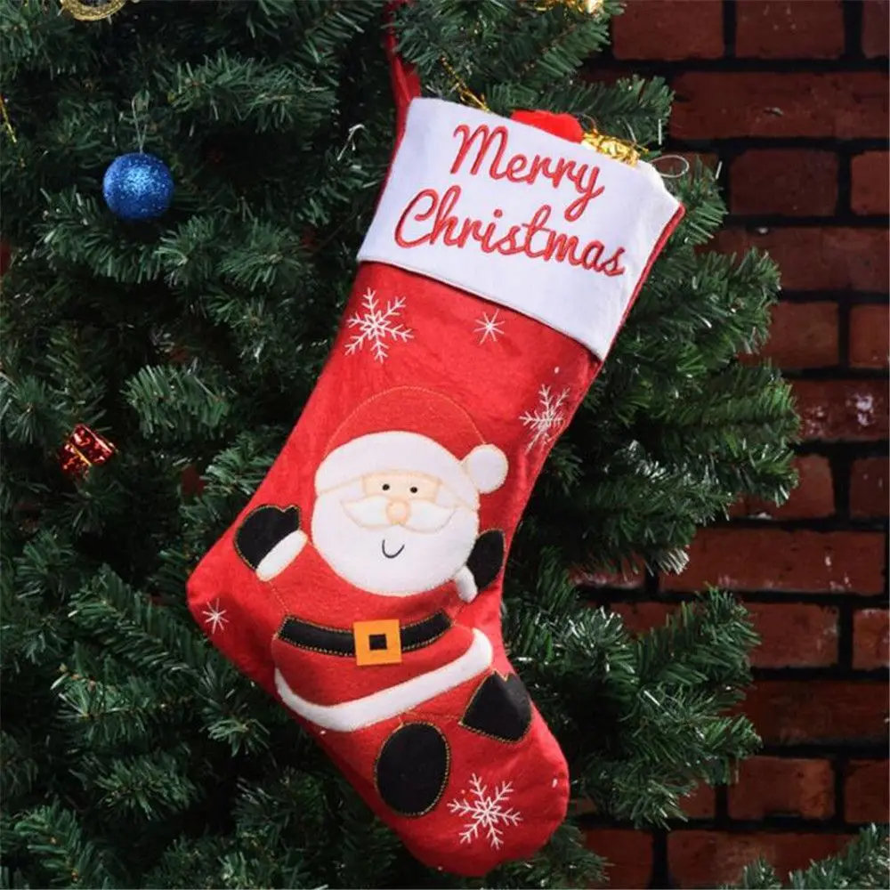 embroidery stockings gift kids candy bag santa claus snowman