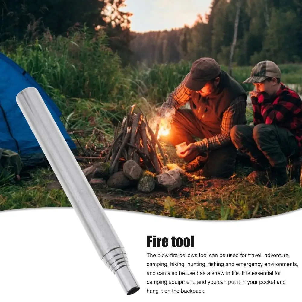 2PCS Outdoor Blow Fire Tube Tool Collapsible Stainless Steel Telescopic Blowing Pipe Camping Traveling Fireplace | Обустройство дома