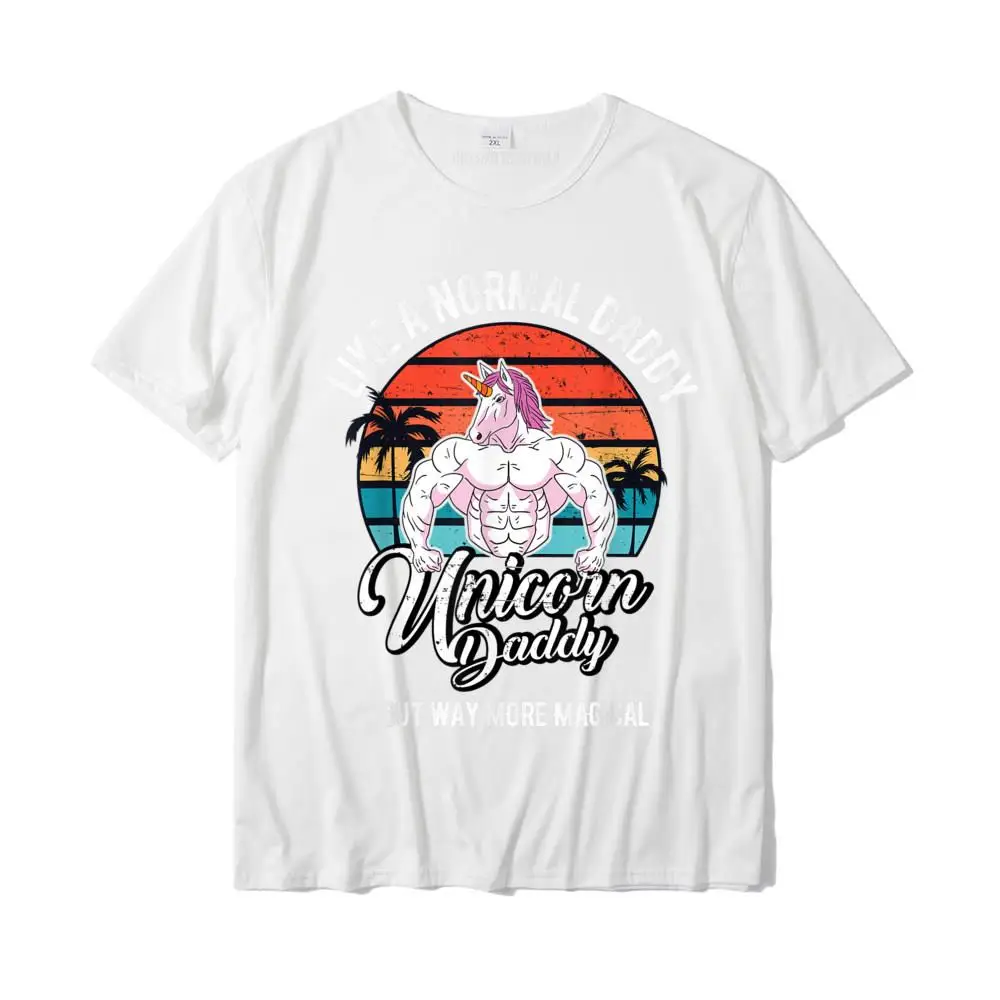 Slim Fit Personalized Family Tshirts O-Neck Cotton Fabric Boy T Shirt Short Sleeve Summer/Autumn Family T-shirts Unicorn Daddy Retro Vintage Unicorns Gym Workout Dad Gift T-Shirt__MZ22975 white