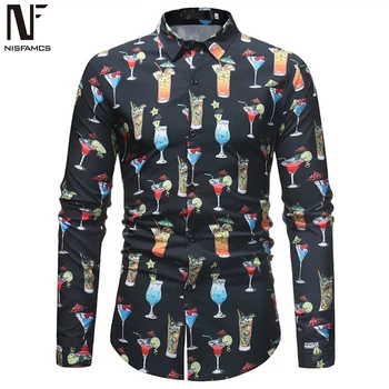 Cartoon Printed Shirts Male Loose Blouse Europe Size Drink Cup Print Man Shirt Dinner Party Wear Long Sleeve Autumn Clothes New 
Cartoon Printed Shirts Male Loose Blouse Europe Size Drink Cup Print Man Shirt Dinner Party Wear Long Sleeve Autumn Clothes New