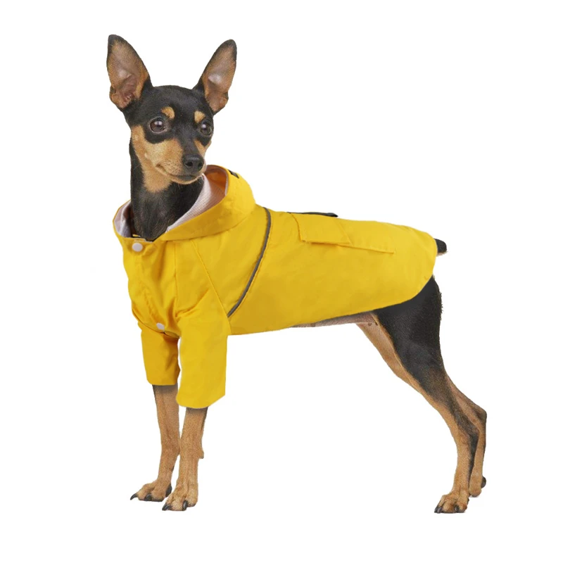 1 Fashion Waterproof Pet Dog Raincoat for Small Dog Clothes Puppy Rain Jacket with Hood Dog Poncho Reflective Stripe Rain Gear