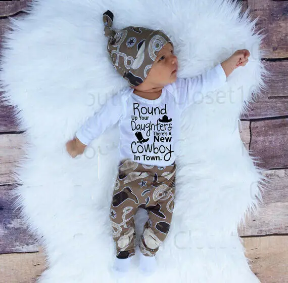 Newborn Infant Baby Boy 0-18M Clothes Cowboy Romper+Hat+Legging Pant 3PCS Outfits Set
Newborn Infant Baby Boy 0-18M Clothes Cowboy Romper+Hat+Legging Pant 3PCS Outfits Set
