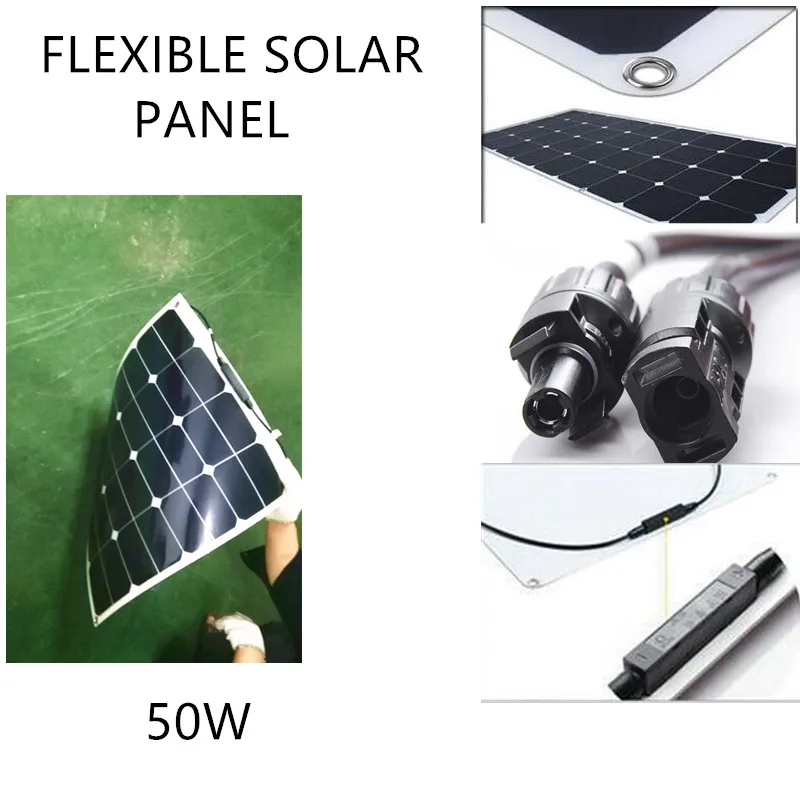 Заводская дешевая солнечная батарея Sunpower Гибкая панель 100 Вт 2 шт. по 50 прямая