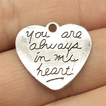 Antique Silver Color 20x21mm You Are Always In My Heart Charms For Bracelet Diy Jewelry Making Accessories 80 Pieces
Antique Silver Color 20x21mm You Are Always In My Heart Charms For Bracelet Diy Jewelry Making Accessories 80 Pieces