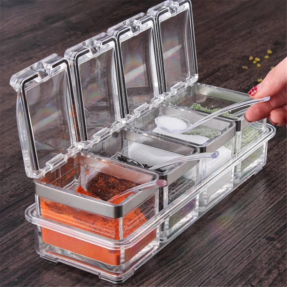 1 Set Airtight Gourmet Acrylic Seasoning Box Pure Acrylic Container And Case 4 Serving Spoons Condiment Cruet Bottle
1 Set Airtight Gourmet Acrylic Seasoning Box Pure Acrylic Container And Case 4 Serving Spoons Condiment Cruet Bottle