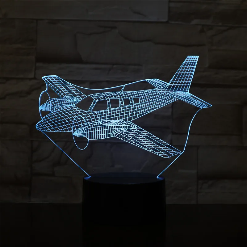 3D ночник в виде самолета светодиодный 7 цветов переключение воздушного