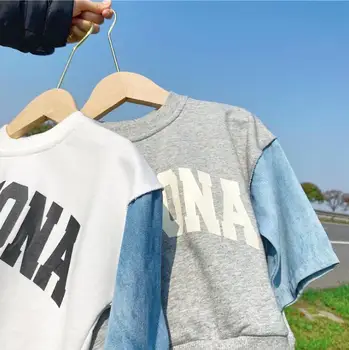 2020 new boys patchwork t-shirt spring full sleeve cotton denim fashion kids top 1-6t HO283
2020 new boys patchwork t-shirt spring full sleeve cotton denim fashion kids top 1-6t HO283