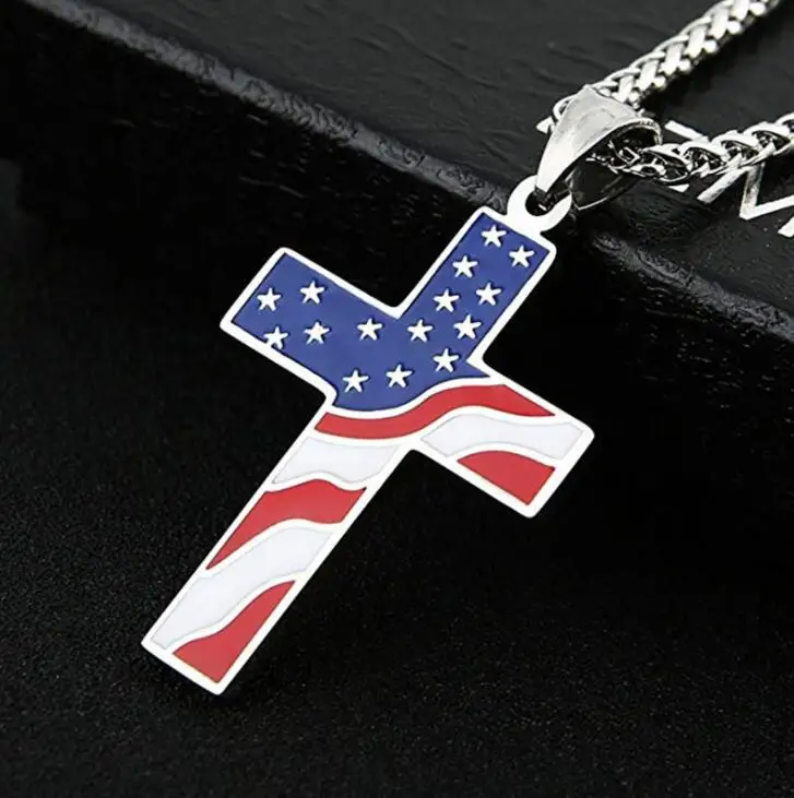 American USA Flag Necklaces Gold Sliver Cross Pendant Stainless Steel Enamel Jesus Religion Jewelry Amulet Christian Patriotic G
American USA Flag Necklaces Gold Sliver Cross Pendant Stainless Steel Enamel Jesus Religion Jewelry Amulet Christian Patriotic G