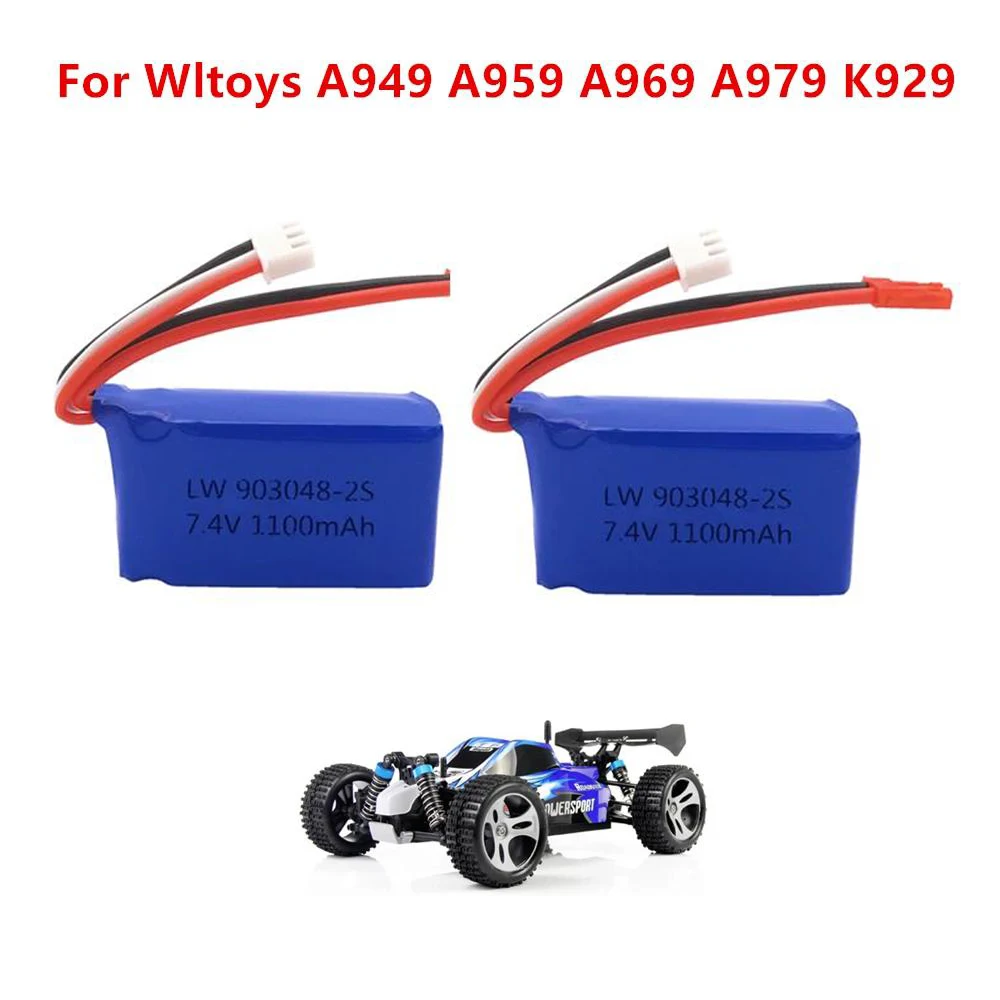 

7.4V LiPo Car Battery for Wltoys A949 A959 A969 A979 K929 1100mah Lipo Battery 2S For Wltoys a959 RC Helicopter Airplane Car